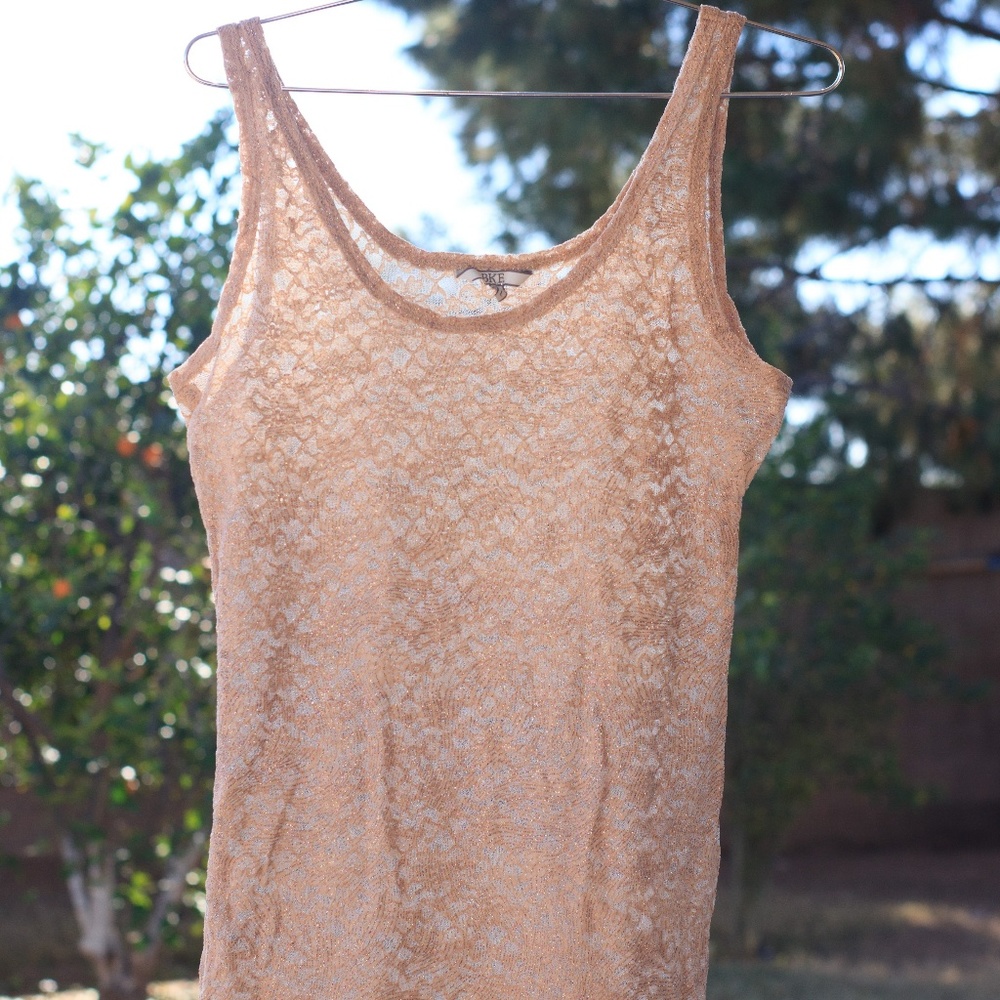 BKE Lace Glitter Tank